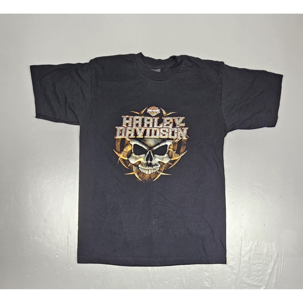 Harley-Davidson T-Shirt Mens‎ Large Black Skull HD Of Grand Cayman Motorcycles